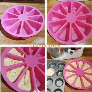EFIVS ARTS 8 Cavity Cake Slice Mold - Scone, Pizza, Cornbread, Mousse, Triangle Soap Mold