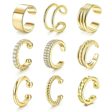 Stylish LOLIAS Gold Ear Cuff Earrings for Non-Pierced Ears