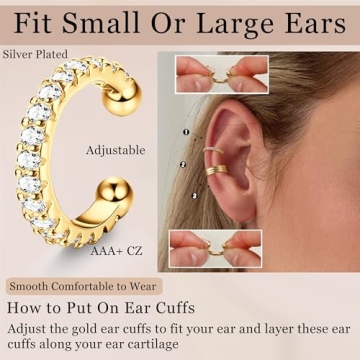 Stylish LOLIAS Gold Ear Cuff Earrings for Non-Pierced Ears