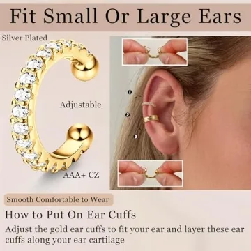Stylish LOLIAS Gold Ear Cuff Earrings for Non-Pierced Ears