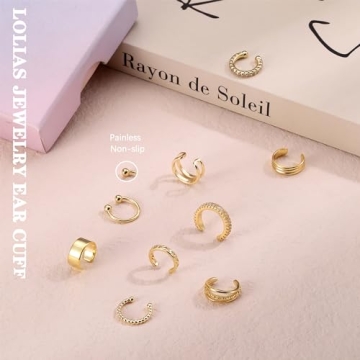 Stylish LOLIAS Gold Ear Cuff Earrings for Non-Pierced Ears