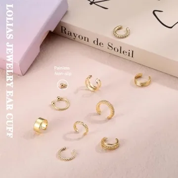 Stylish LOLIAS Gold Ear Cuff Earrings for Non-Pierced Ears