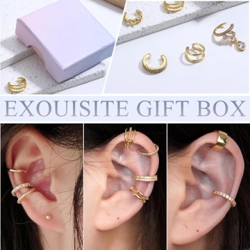 Stylish LOLIAS Gold Ear Cuff Earrings for Non-Pierced Ears