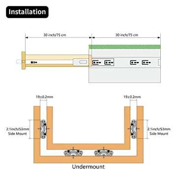 KCOLVSION Heavy Duty 30 Inch Drawer Slides with 260 lb Capacity