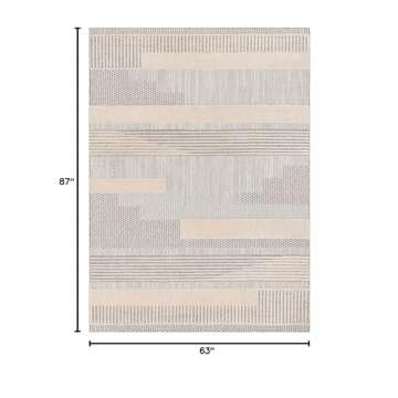 Well Woven Harlow Collection Briar Beige - Modern Tribal Minimalist Geometric 5x7 Area Rug - Ideal f...
