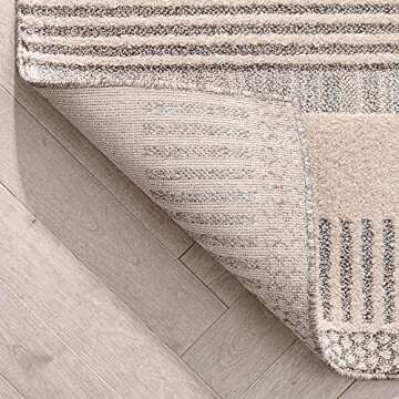Well Woven Harlow Collection Briar Beige - Modern Tribal Minimalist Geometric 5x7 Area Rug - Ideal for Living Room, Dining Room & Bedroom - Durable, Stain Resistant & Easy to Clean