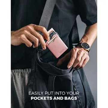 VULKIT Credit Card Holder Minimalist Slim Pop Up Wallet with Leather Slots RFID Blocking for Men and Women Holds 7 Cards and Notes Rose