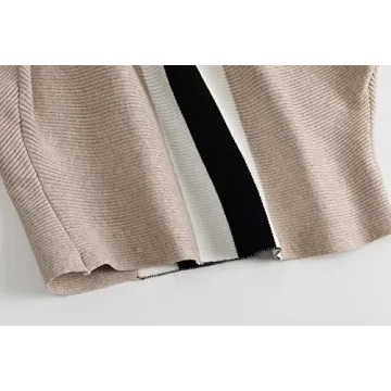 GABERLY Boat Neck Batwing Sleeves Dolman Knitted Sweaters and Pullovers Tops for Women (Stripe&Khaki, One Size)