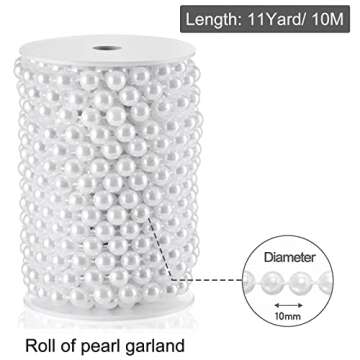 XINHUIDALSQ 10MM Faux Pearl Garland for Weddings