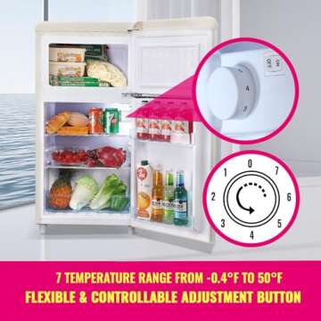 Compact DEMULLER Mini Fridge with Freezer – Retro Style