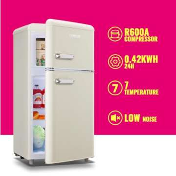 Compact DEMULLER Mini Fridge with Freezer – Retro Style