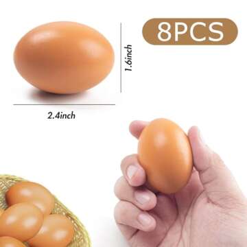 SallyFashion 8Pcs Wooden Faux Fake Eggs - Realistic DIY Crafts & Poultry Props