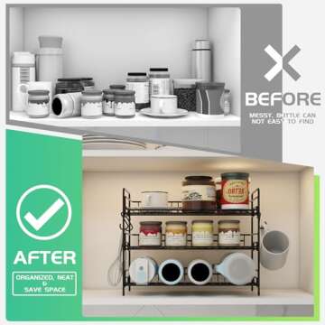 Mefirt Water Bottle Organizer, 3-Tier Water Bottle Organizer for Cabinet, Tumbler Travel Cup Holder, Pantry Kitchen Stackable Storage Rack for Shaker Bottle, Baby Bottle, Wine, Can, Cup, Drying Rack