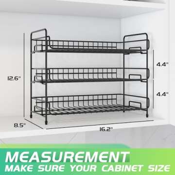 Mefirt Water Bottle Organizer, 3-Tier Water Bottle Organizer for Cabinet, Tumbler Travel Cup Holder, Pantry Kitchen Stackable Storage Rack for Shaker Bottle, Baby Bottle, Wine, Can, Cup, Drying Rack