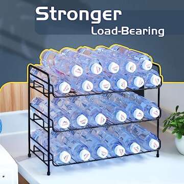 Mefirt Water Bottle Organizer, 3-Tier Water Bottle Organizer for Cabinet, Tumbler Travel Cup Holder, Pantry Kitchen Stackable Storage Rack for Shaker Bottle, Baby Bottle, Wine, Can, Cup, Drying Rack