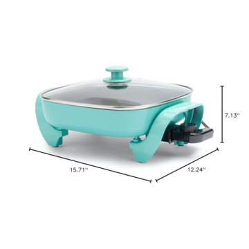 Greenlife Turquoise Electric Square Skillet - Perfect for Everyone