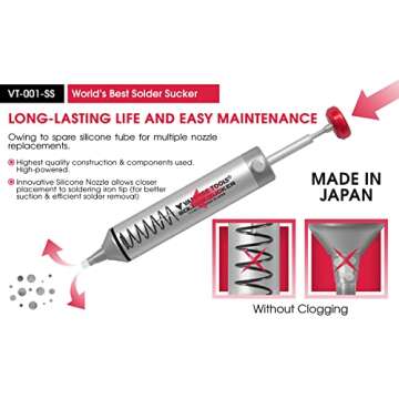 Vampliers Premium Solder Sucker Made in Japan Heavy Duty Desoldering Pump High Power Vacuum Suction