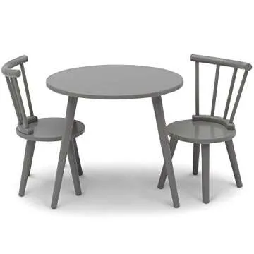 Delta Children Homestead Kids Table & 2 Chairs Set - Ideal for Arts & Crafts, Greenguard Gold Certified, Grey