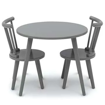 Delta Children Homestead Kids Table & 2 Chairs Set - Ideal for Arts & Crafts, Greenguard Gold Certified, Grey