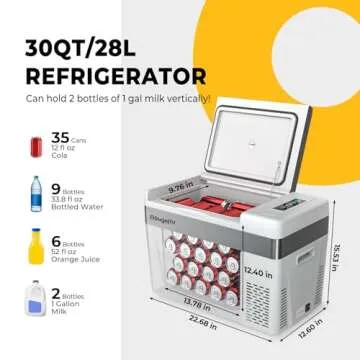 BougeRV 12 Volt Refrigerator 12V Car Fridge 30 Quart Portable Freezer Compressor Cooler -7℉~50℉ Compressor Freezer, 12/24V DC 110~240 Volt AC, for Truck RV SUV