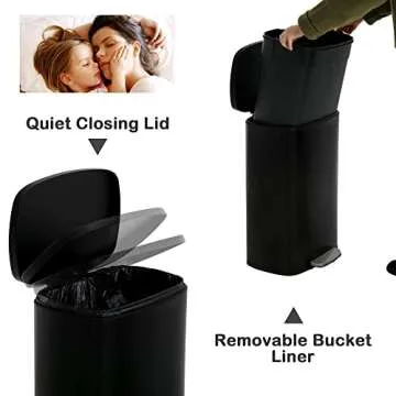 Stylish 50L Stainless Steel Trash Can with Quiet Lid