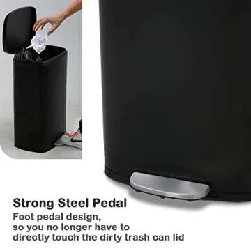 Stylish 50L Stainless Steel Trash Can with Quiet Lid