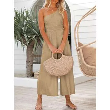 Stylish ANRABESS One Shoulder Jumpsuit with Pockets