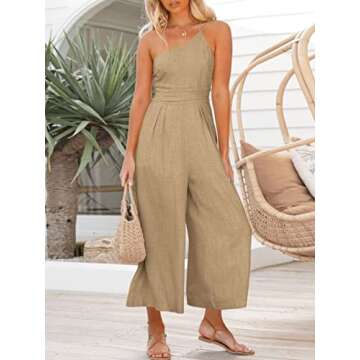 Stylish ANRABESS One Shoulder Jumpsuit with Pockets