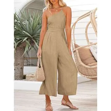 Stylish ANRABESS One Shoulder Jumpsuit with Pockets