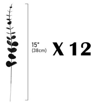 ABAJI Plastic Eucalyptus Wine Red Stems 12 PCS Fake Faux Decorations with Artificial Leaves Greenery...