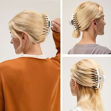 TOCESS Big Hair Clips for Women Large Claw Clips for Thin Thick Hair, Upgraded New Electroplated Material Fadeless 4.33 Inch Nonslip Nonclear Hair Claw Clips (Silver)