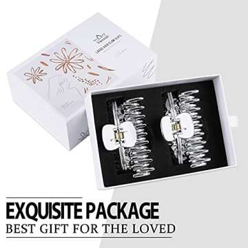 TOCESS Big Hair Clips for Women Large Claw Clips for Thin Thick Hair, Upgraded New Electroplated Material Fadeless 4.33 Inch Nonslip Nonclear Hair Claw Clips (Silver)