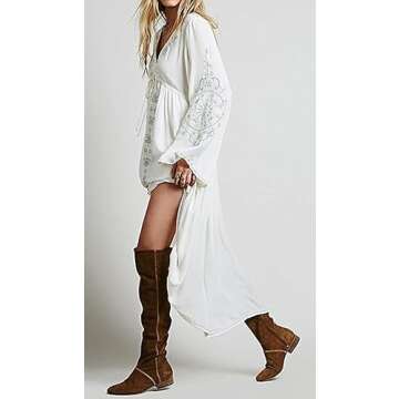 R.Vivimos Cotton Embroidery Loose Dress for Women
