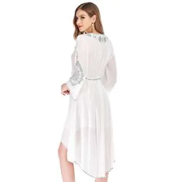 R.Vivimos Cotton Embroidery Loose Dress for Women