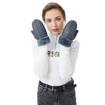 Surblue Winter Leather Mittens - Shearling Lambskin Gloves
