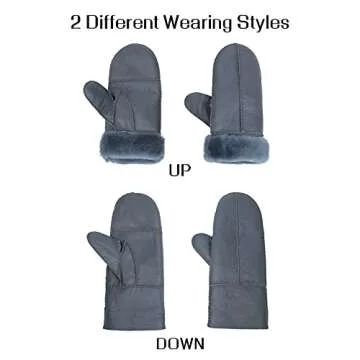 Surblue Winter Leather Mittens - Shearling Lambskin Gloves