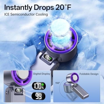 Coolhill Portable Fan with Ice Cooler: 100-Speed Rechargeable
