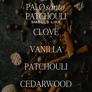 Sweet Water Decor Palo Santo Patchouli Candle - Aromatherapy Soy Candle, 11oz White Jar with Wood Li...