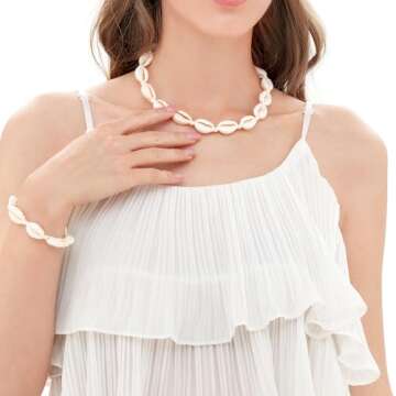 Stunning TKUAMIGO Puka Shell Jewelry Set for Women
