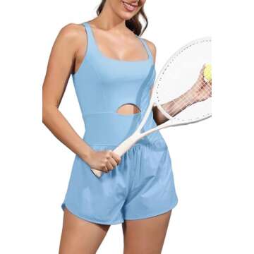 ReachMe Womens Running Onesie Workout Rompers Athletic Romper One Piece Outfits Exercise Jumpsuits G...