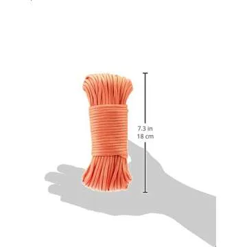 Amazon Basics 550 Type III Paracord, 7-Strand Core, High Strength - 5/32 Inch x 100 Foot (4mm x 30m), Orange