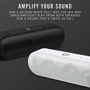 Beats Pill Plus Portable Wireless Speaker - Stereo Bluetooth, 12 Hours of Listening Time, Microphone for Phone Calls - Black