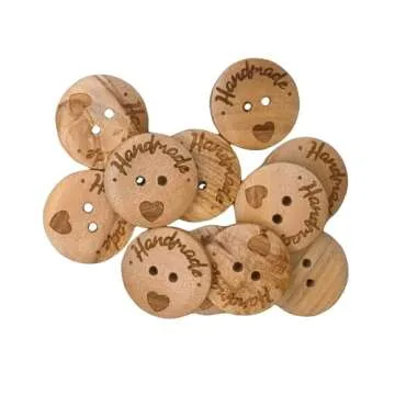 Wooden Buttons Handmade - Waxed Olive Wood - 2 Holes / 4 Sizes (20 mm)