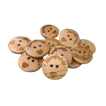 Wooden Buttons Handmade - Waxed Olive Wood - 2 Holes / 4 Sizes (20 mm)