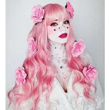 Netgo Pink Fluffy Curly Wig for Women - Cosplay Ready