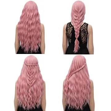 Netgo Pink Fluffy Curly Wig for Women - Cosplay Ready