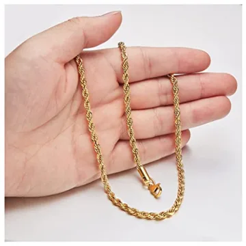 Monily 18 Inch Gold-Plated Twist Rope Chain Necklace