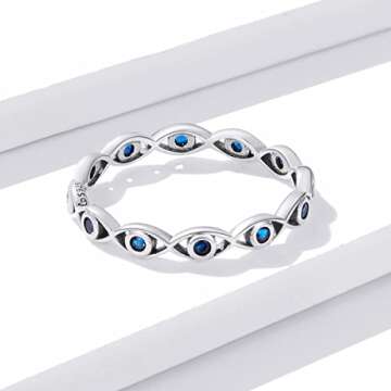 BABAMIA Evil Eyes Rings - 925 Sterling Silver with Cubic Zirconia for Men & Women