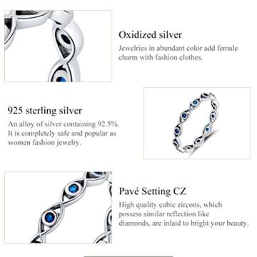 Stylish BABAMIA Evil Eyes Ring in 925 Sterling Silver