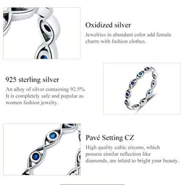 Stylish BABAMIA Evil Eyes Ring in 925 Sterling Silver